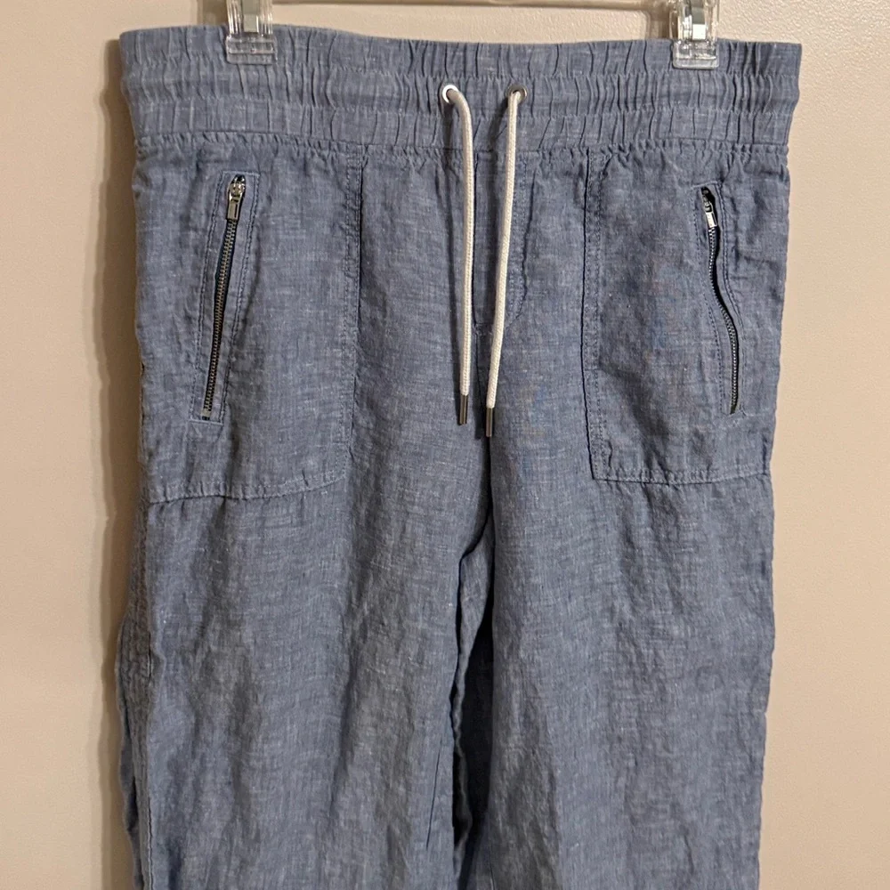 Athleta Chambray Light Blue Wide-Leg Drawstring Pants - Picture 5 of 12